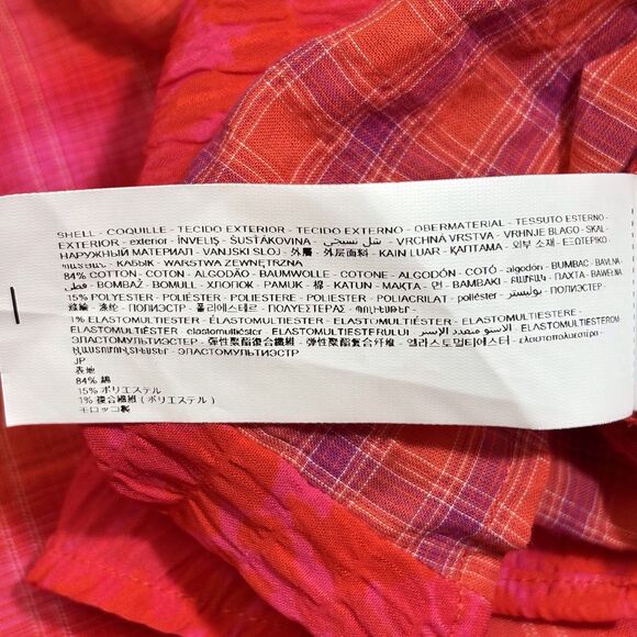 Desigual Patchwork Plaid Shirt Orange Pink Red Womens Small Oversized Button Up - Picture 13 of 15